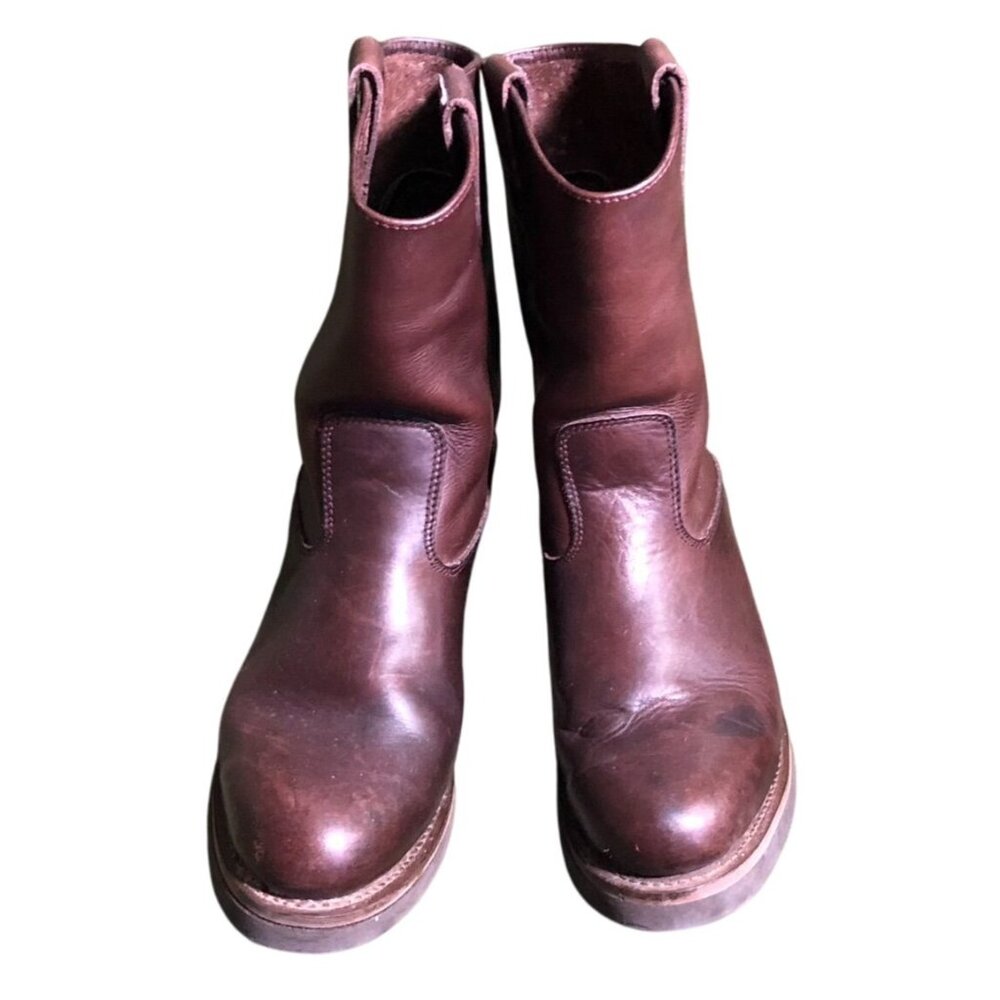 Roadmate Mens Work Boots Size 10.5 Brown Leather Pull On Mid Calf Almond Toe